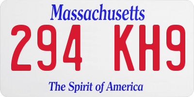 MA license plate 294KH9