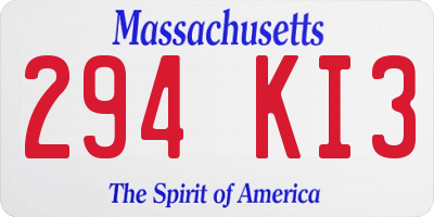 MA license plate 294KI3