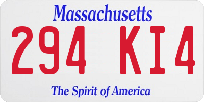 MA license plate 294KI4