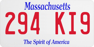 MA license plate 294KI9