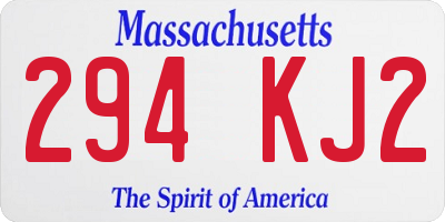 MA license plate 294KJ2
