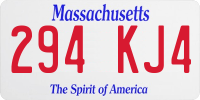 MA license plate 294KJ4