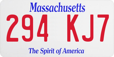 MA license plate 294KJ7
