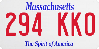 MA license plate 294KK0