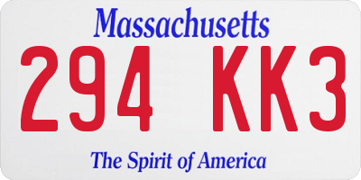 MA license plate 294KK3