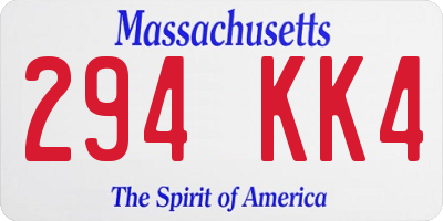 MA license plate 294KK4
