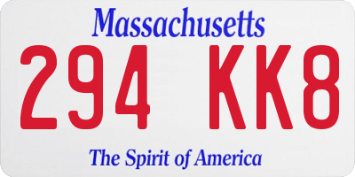 MA license plate 294KK8