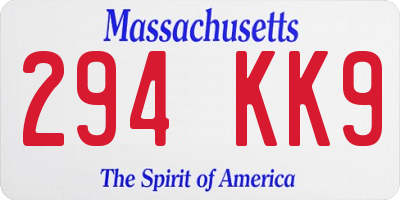 MA license plate 294KK9