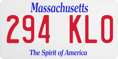 MA license plate 294KL0