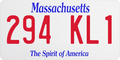 MA license plate 294KL1