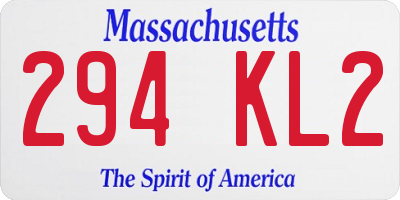 MA license plate 294KL2