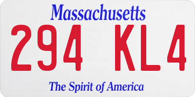 MA license plate 294KL4