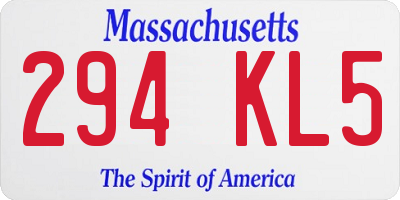 MA license plate 294KL5