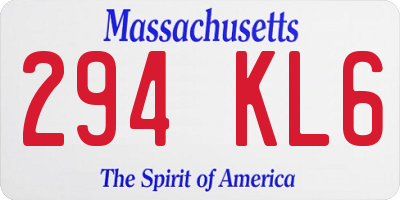 MA license plate 294KL6