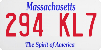 MA license plate 294KL7