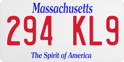 MA license plate 294KL9