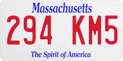 MA license plate 294KM5