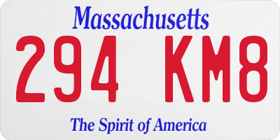 MA license plate 294KM8