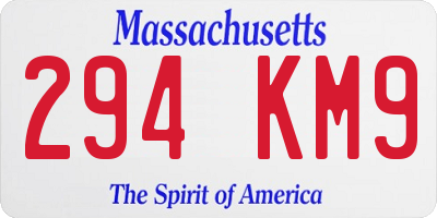 MA license plate 294KM9