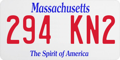 MA license plate 294KN2