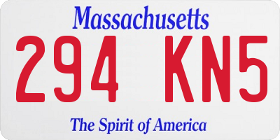 MA license plate 294KN5