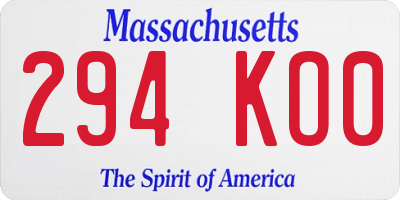 MA license plate 294KO0