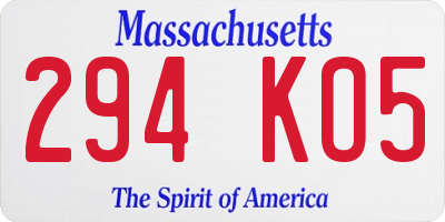 MA license plate 294KO5