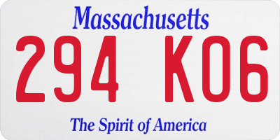 MA license plate 294KO6