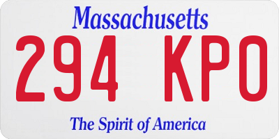 MA license plate 294KP0