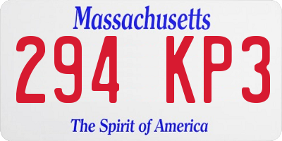 MA license plate 294KP3