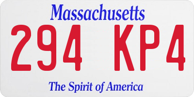 MA license plate 294KP4