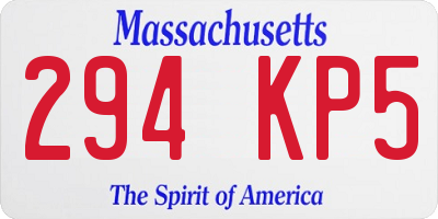 MA license plate 294KP5