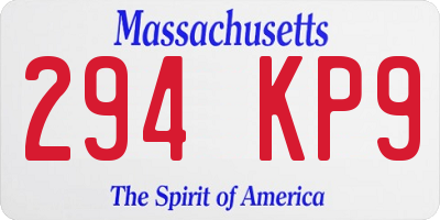 MA license plate 294KP9