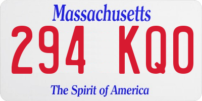 MA license plate 294KQ0