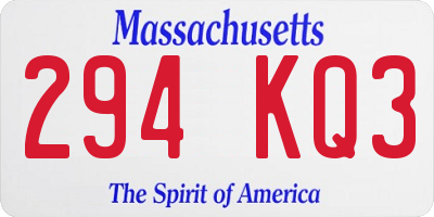 MA license plate 294KQ3