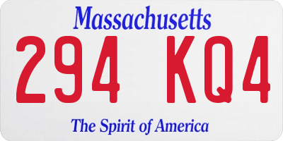 MA license plate 294KQ4
