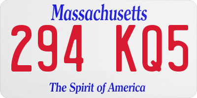 MA license plate 294KQ5
