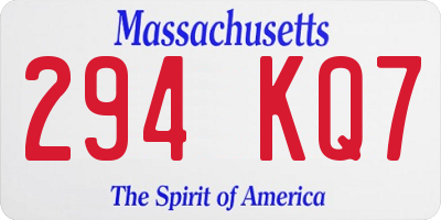 MA license plate 294KQ7