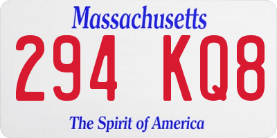 MA license plate 294KQ8