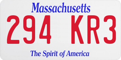 MA license plate 294KR3