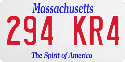 MA license plate 294KR4