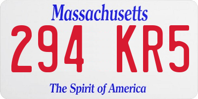 MA license plate 294KR5