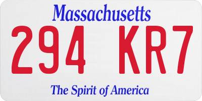 MA license plate 294KR7