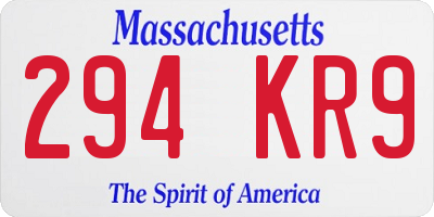 MA license plate 294KR9