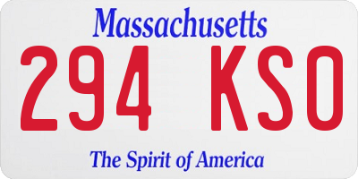 MA license plate 294KS0