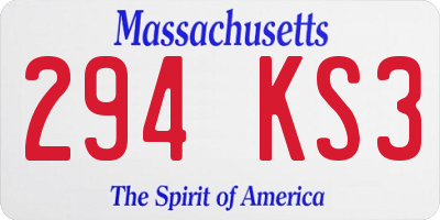 MA license plate 294KS3