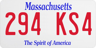 MA license plate 294KS4