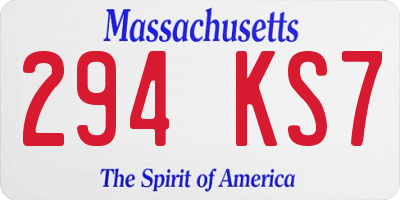 MA license plate 294KS7