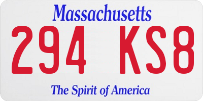MA license plate 294KS8