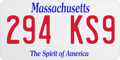 MA license plate 294KS9